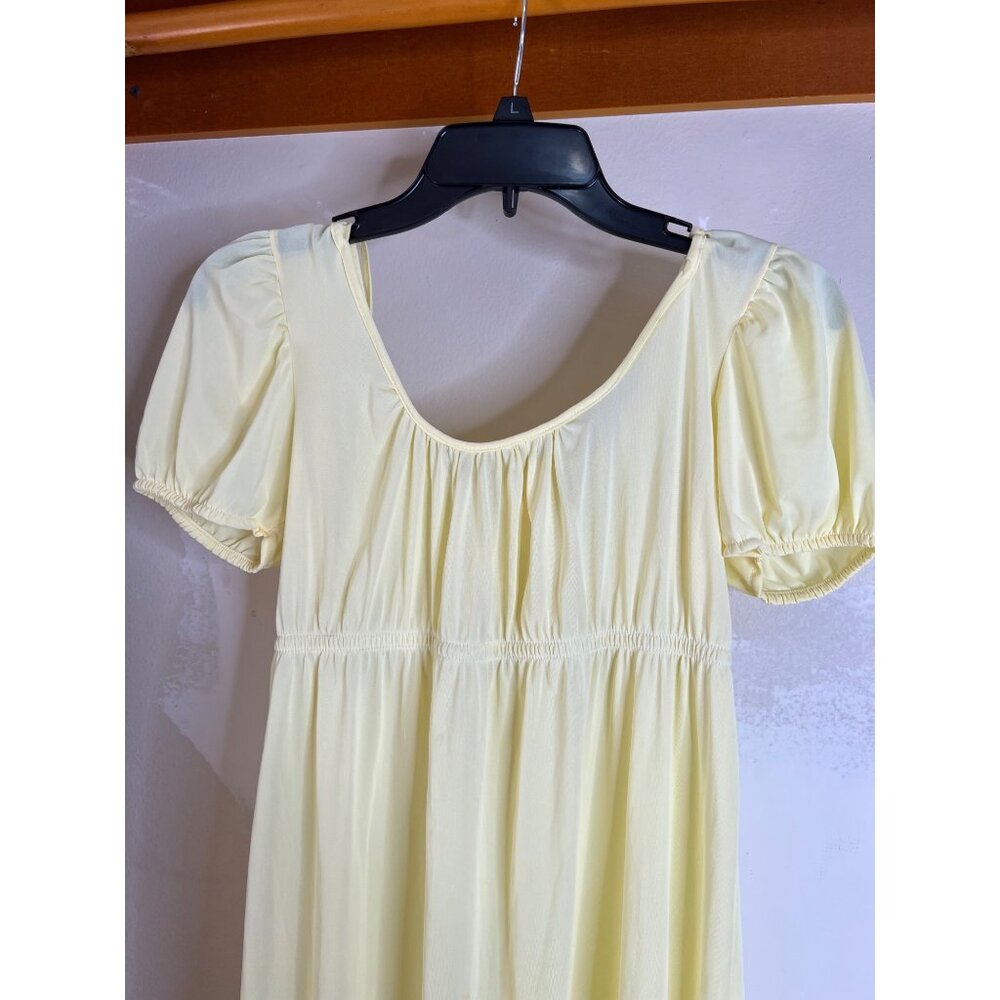 Jennifer Dale Yellow Nightgown Puff Sleeves Ruffle Hem Size 9 Vintage 70’s retro - Picture 2 of 7